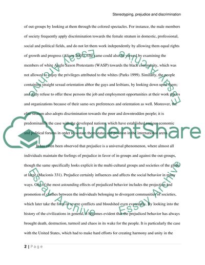 Stereotyping, Prejudice and Discrimination