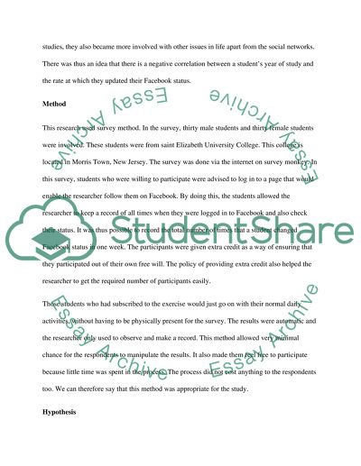 The Effect of a Students Year of College on Frequency of Facebook Status Update