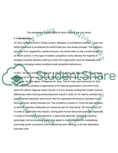 How Importance of Good HRM for Aasias Leading Cost Airline in Malaysia