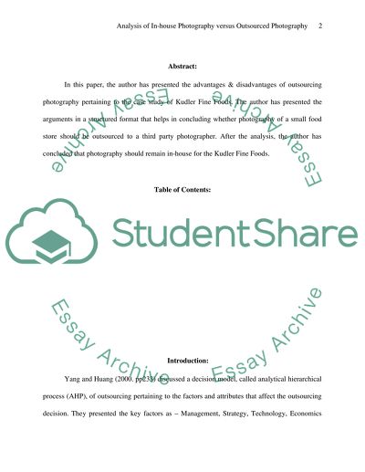 In-house Photography and Outsourced Photography - Kudler Fine Foods