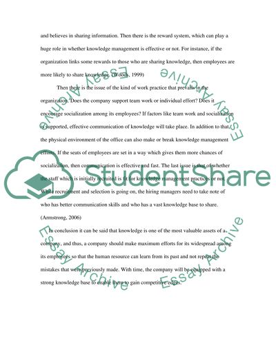 Human resource issues in knowledge management