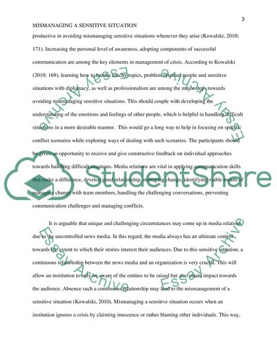 Mismanaging a Sensitive Situation: A Reflection on the Reading by Klowaski