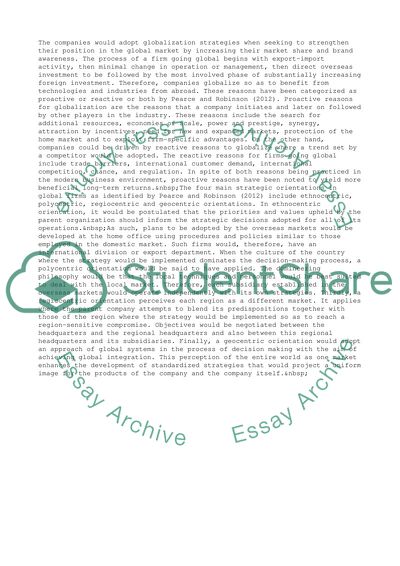 Strategic Management Planning for Domestic and Global Competition