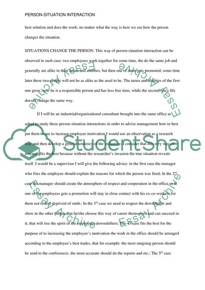 Person-Situation Interaction