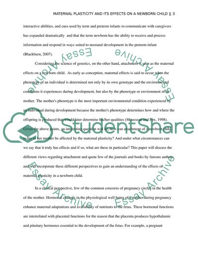 How a Newborn Is Affected by Maternal Plasticity