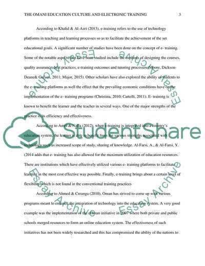 The Omani Education Culture and Electronic Training