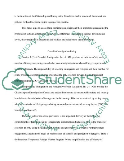 Purpose and Operation of Canadas Immigration Policy