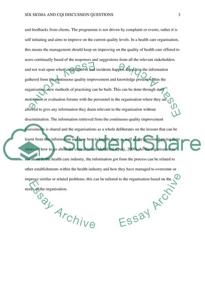 Six Sigma and CQI discussion questions