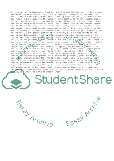 Importance of ISO 9000 for Plym Yachts