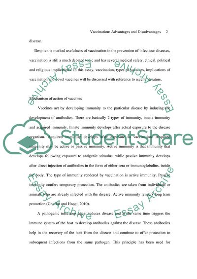 Advantages And Disadvantages Of Vaccination