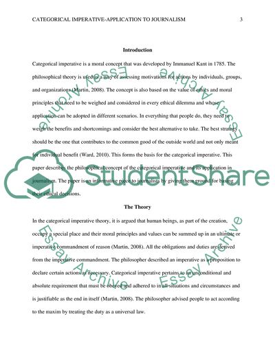 Categorical Imperative-Application to Journalism