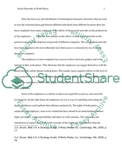 Social Networks at Work Places