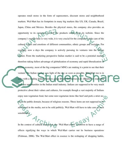 Cultural Dimensions of Wal-Mart