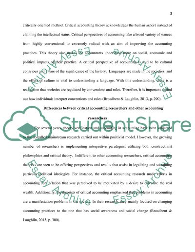 Critical Perspectives of Accounting