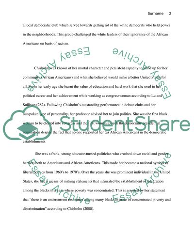 Shirley Anita Chisholms Achievements