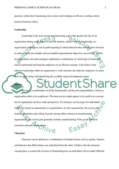 Personal Ethics Action Plan (PEAP)