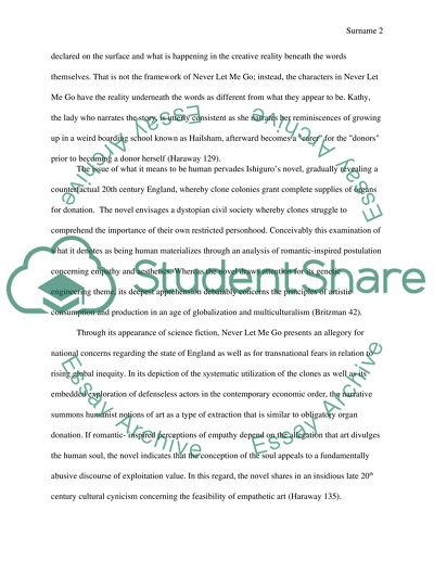 Scholarly Debate:Kazuo Ishiguros Never Let Me Go - The Real and The Artificial