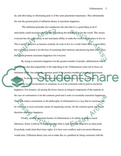 Important Features of Utilitarianism