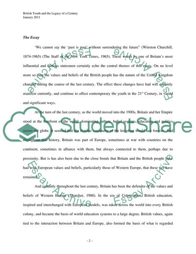 British Youth in the 21st Century - Changes in Values and Beliefs and the Legacy of 100 Years