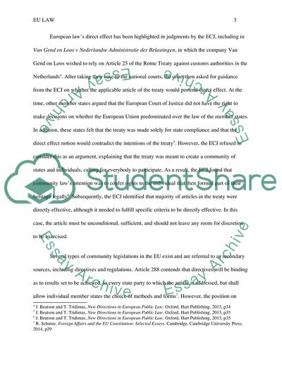 The Direct Effect Doctrine in the EU Law