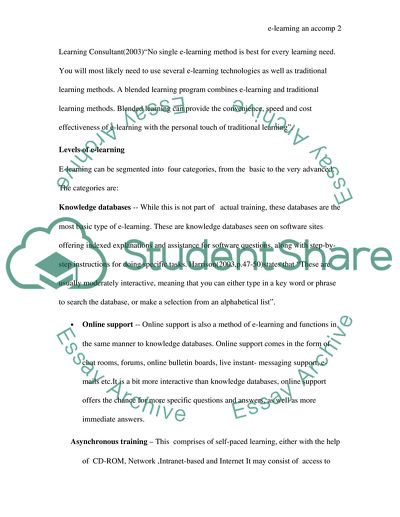 E-Learning an Accompaniment to Traditional Learning