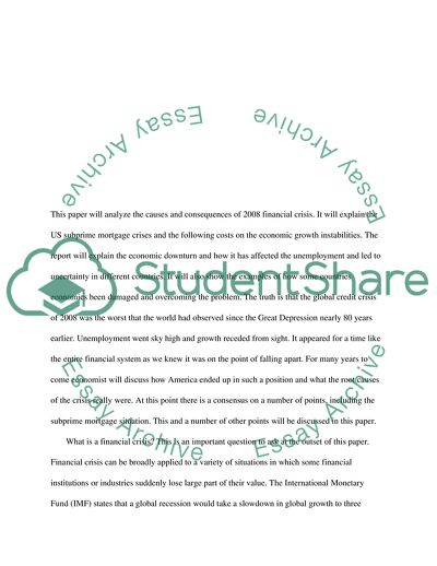 The 2008 Financial Crisis