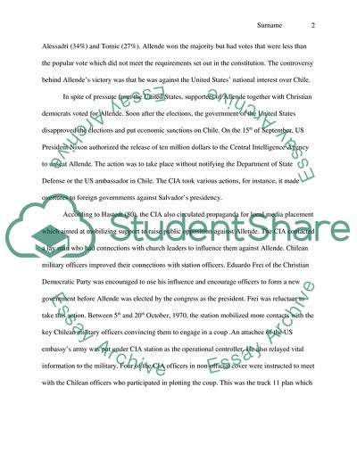 Central Intelligence Agency and the United States Government Involvement in Chiles 1973 Coup