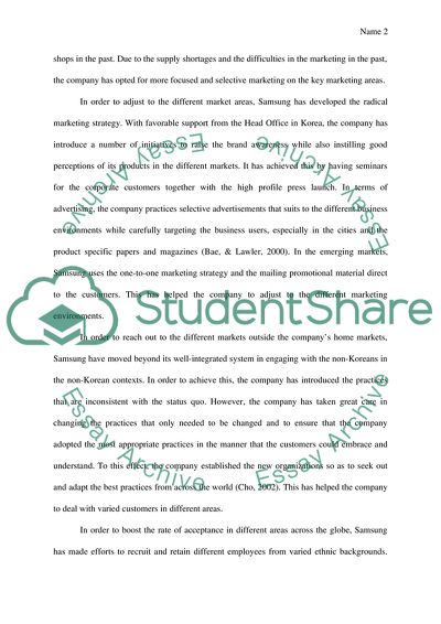 How Companies Adjust to Different Environments - Samsung