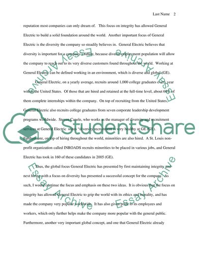 Global Strategy at General Electric