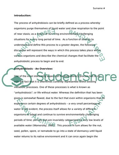 The physiology of anhydrobiosis