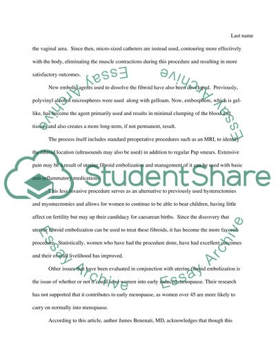 Uterine Fibroid Embolization
