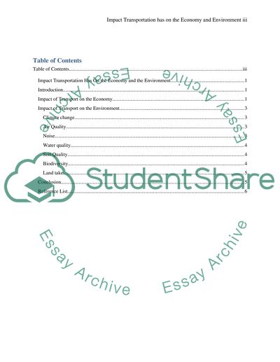 Impact transportation has on the economy and the environment