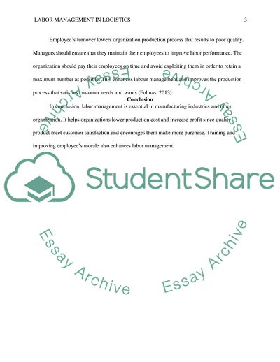 Labor-Management in Logistics