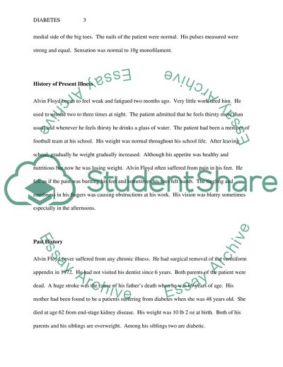 History of Present Illness - Diabetes