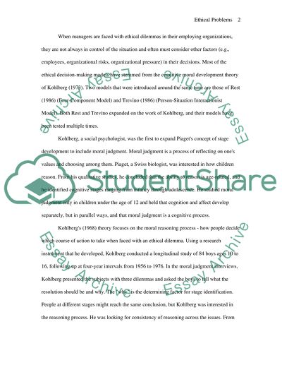 Ethical Problems and Managerial Decision Making