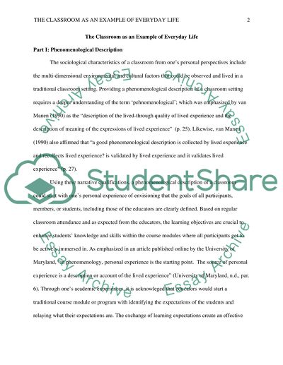 The Classroom as an Example of Everyday Life