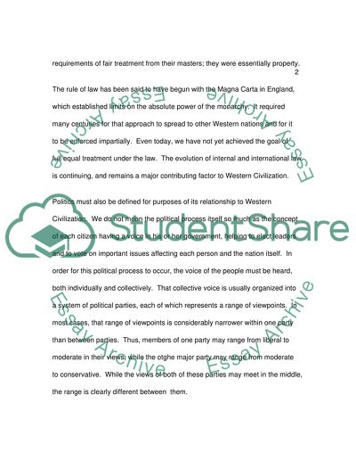 Law,politics,and constitutional government as the distinguishing characteristics of western civilization