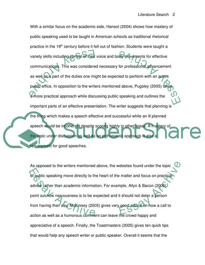 Literature Search Public Speaking