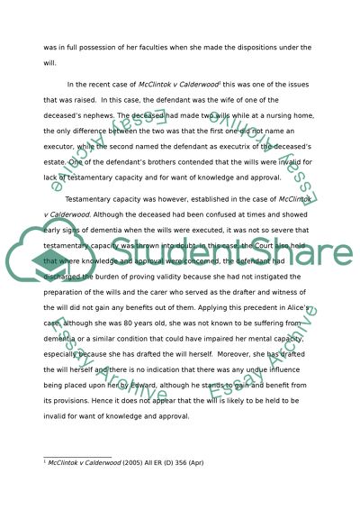 Equity and Trusts and Alices Will