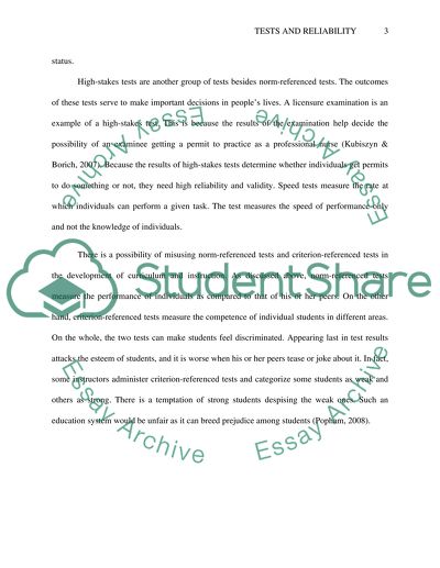 High-stakes Tests and Reliability