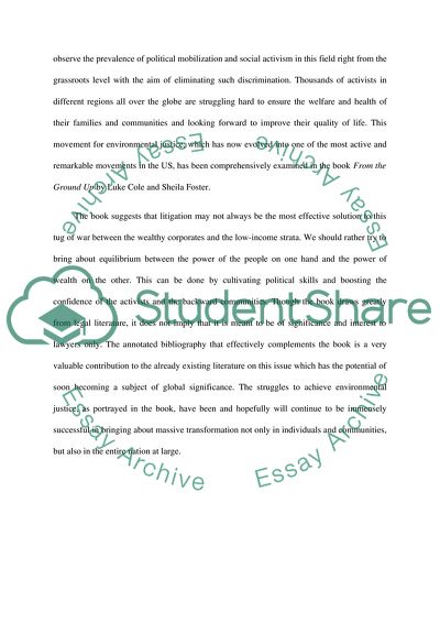 Analysis of From the Ground Up by Luke Cole and Sheila Foster