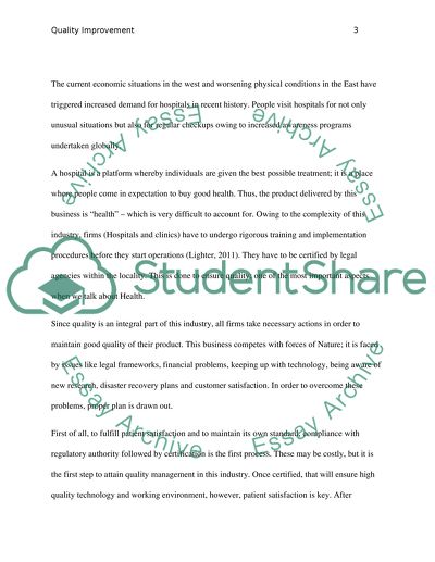 Quality Improvement, Health Care and Safety of the Patients