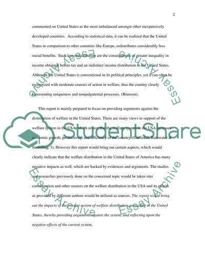 Welfare Distrubution in the United States of America