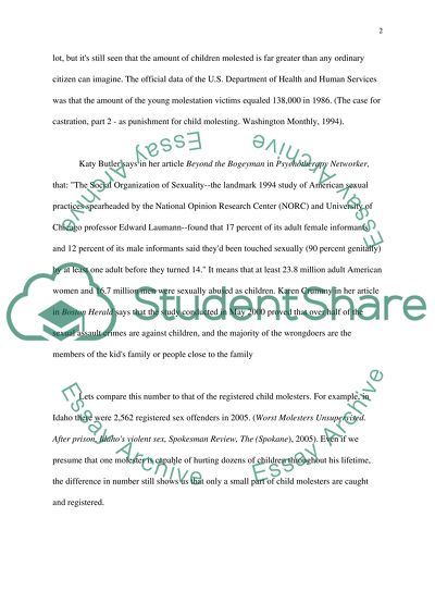 Why Child Molesters Should Never Walk the Street Again