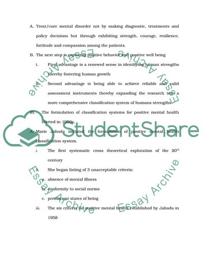 Outline of Postive Psychology