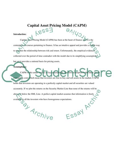 About Capital Asset Pricing Model