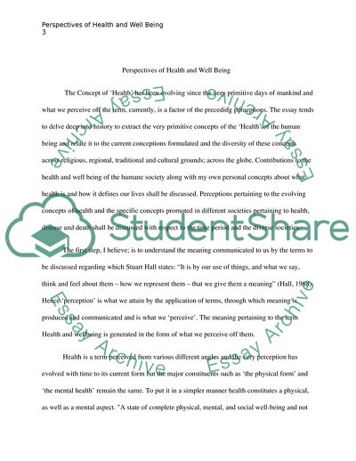 Perspectives of Health and Well-Being