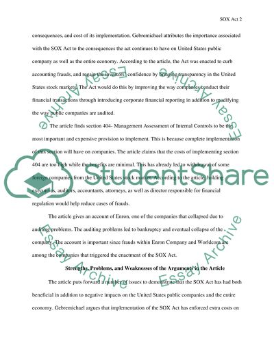 Consequences of the Sarbanes-Oxley Act 2002