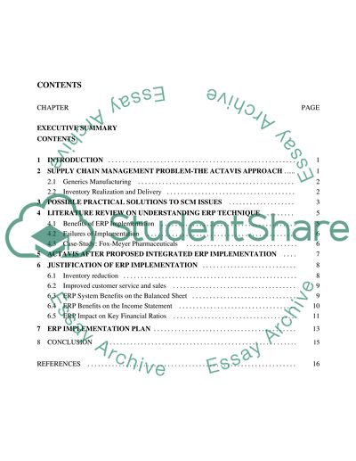 The Supply Chain Management at Actavis