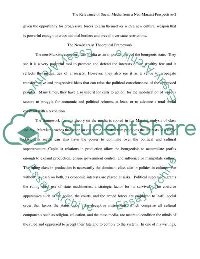 The Relevance of Social Media from a Neo-Marxist Perspective